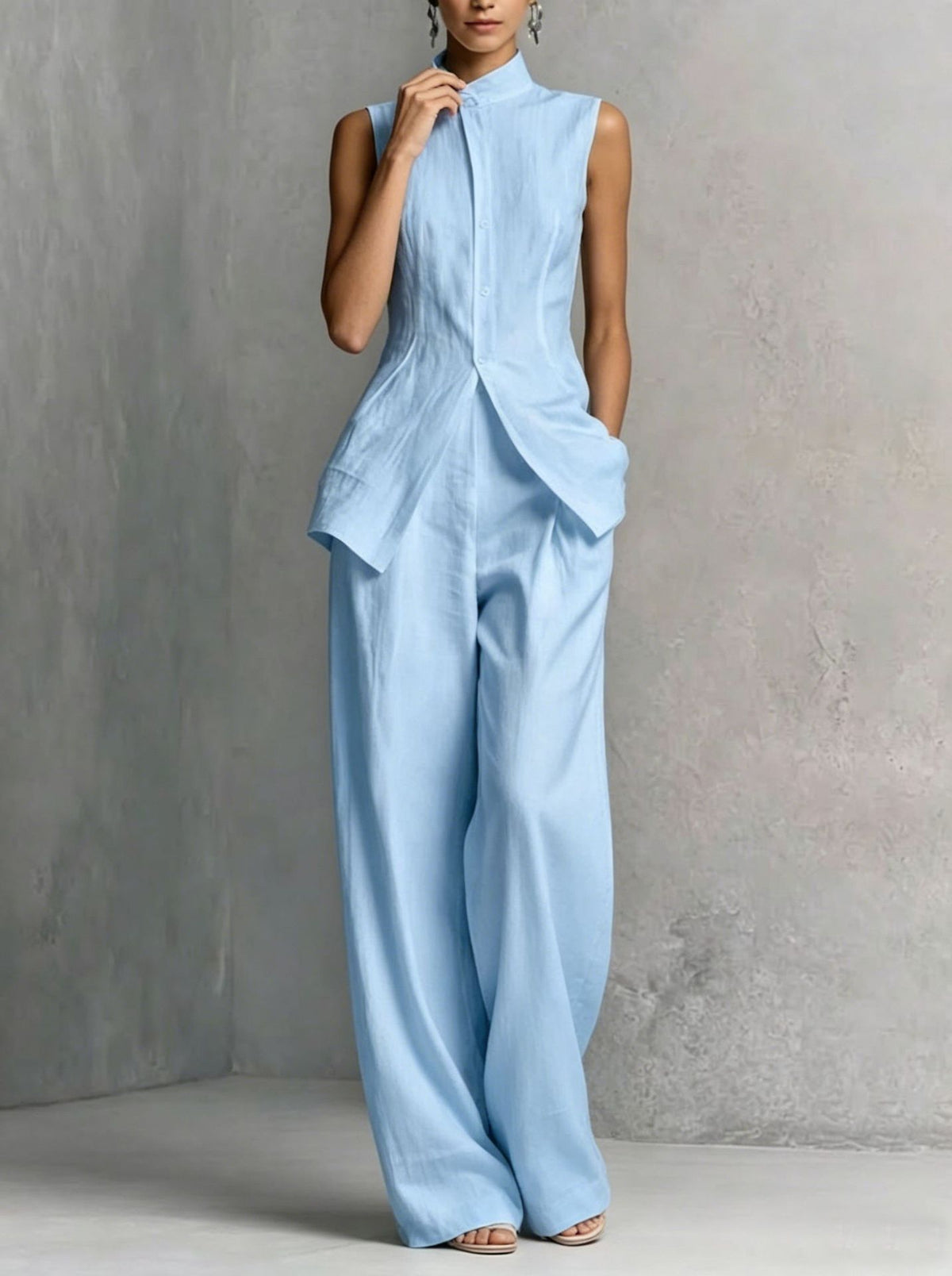 Ivory High-Neck Two-Piece Set